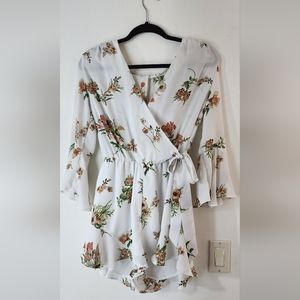 Cream floral romper